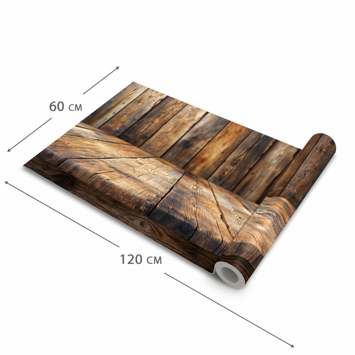 Schmutzabweisender Küchenteppich mit Motiv Holzbodenoptik in der Grösse 60x120 cm