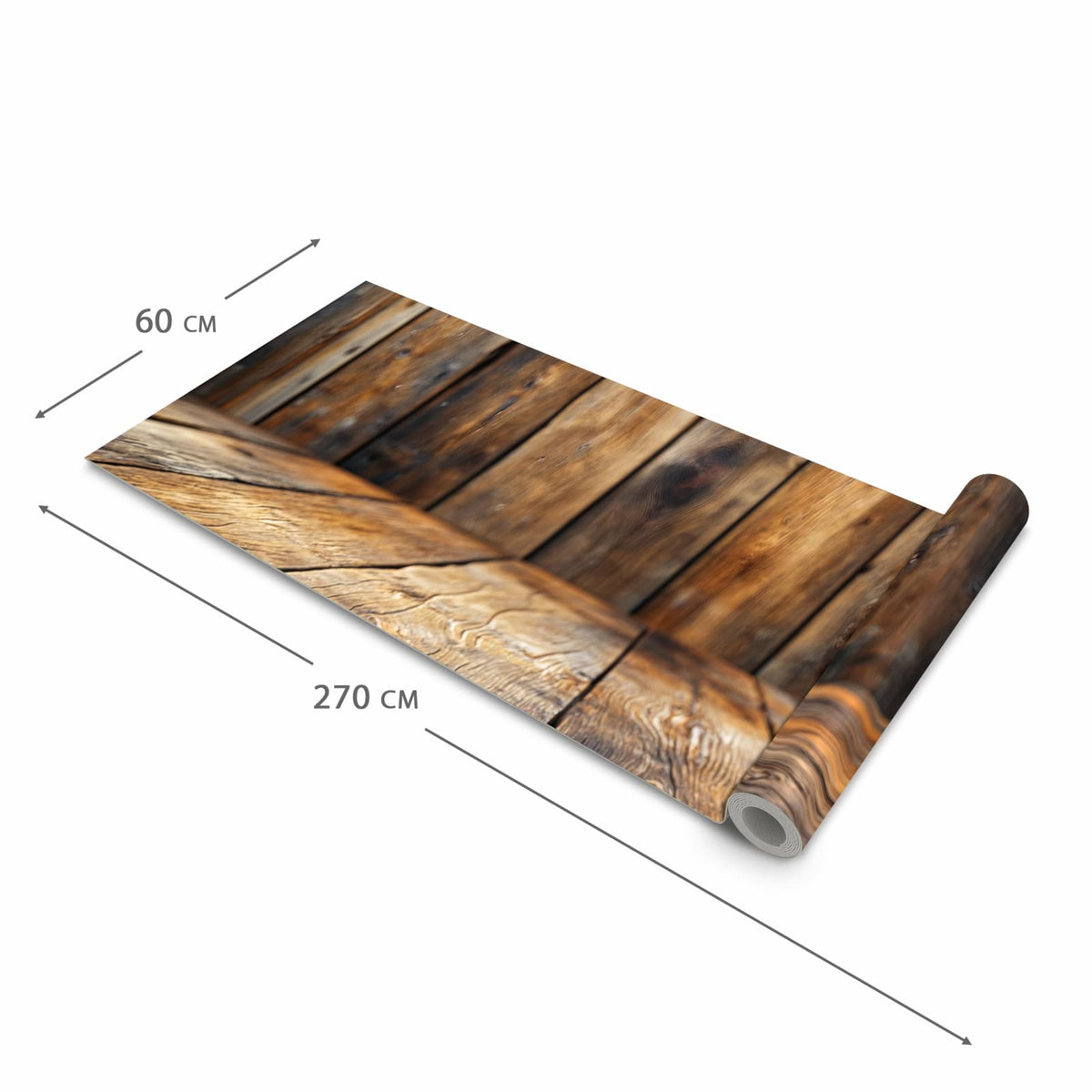 Pflegeleichter rutschfester Küchenteppich mit Motiv Holzbodenoptik in der Grösse 60x120 cm
