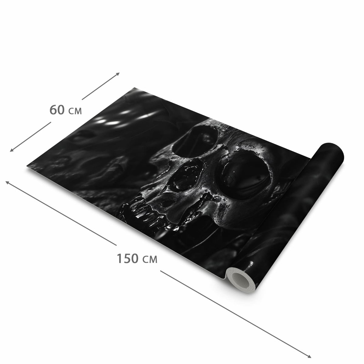 Feuchtigkeitsresistenter Küchenteppich mit Motiv Schädelaufnahme in der Größe 90x240 cm