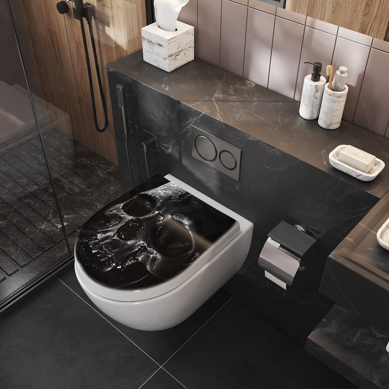 WC-Sitz mit Absenkautomatik Schädelaufnahme