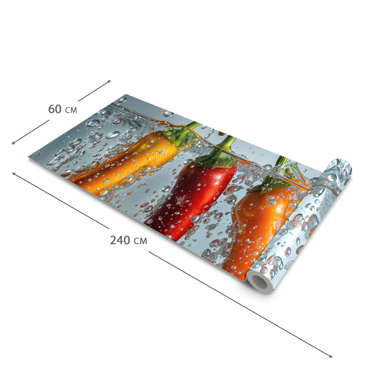 Flacher rutschfester Küchenteppich mit Motiv In Wasser Paprika in der Grösse 90x240 cm