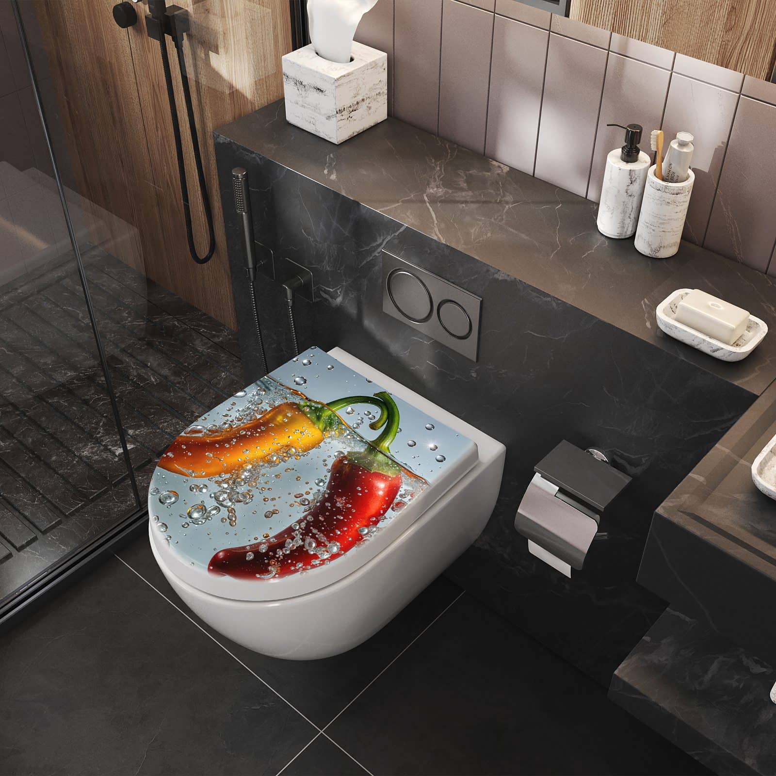 WC-Sitz mit Absenkautomatik In Wasser Paprika
