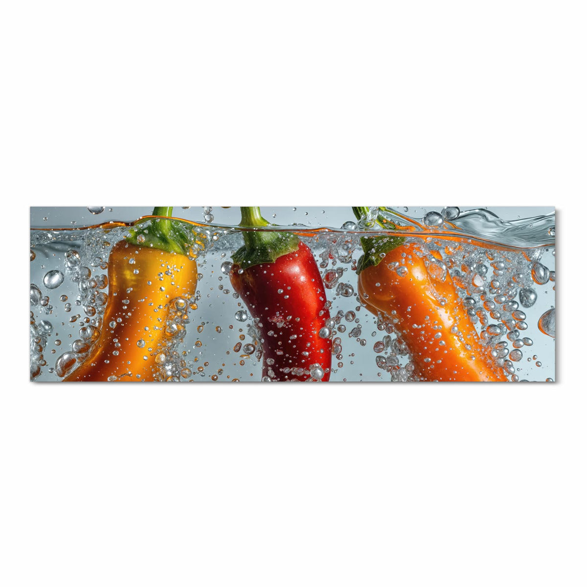 Abriebfester Bodenläufer Teppich mit Motiv In Wasser Paprika in Frontansicht