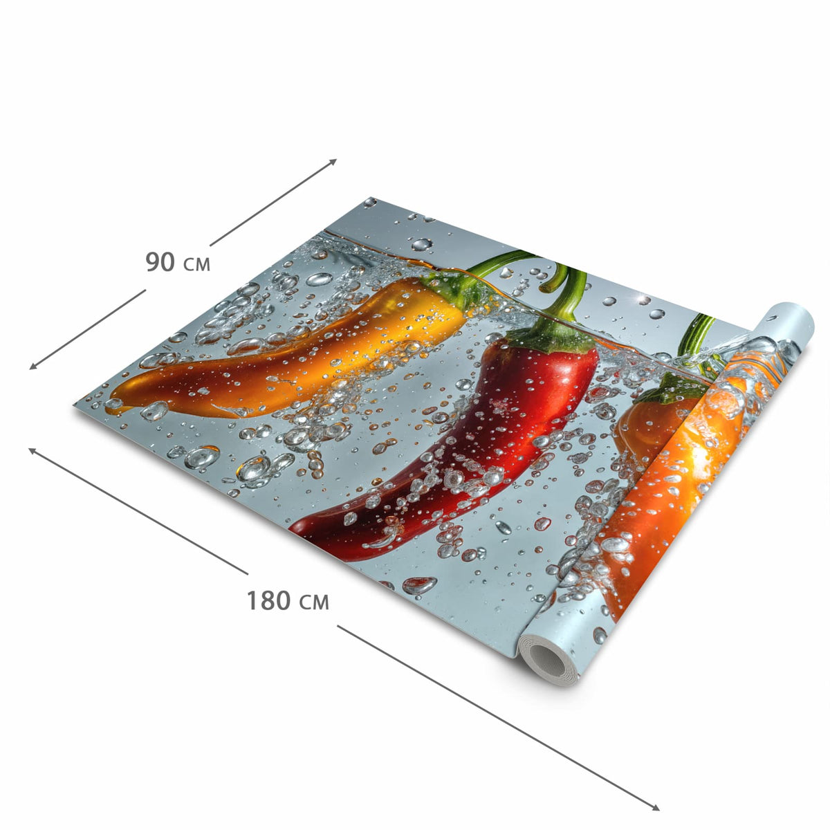 Waschbarer Küchenteppich mit Motiv In Wasser Paprika in der Grösse 90x240 cm