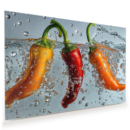 Wandbild mit dem Motiv Spritzige Paprika