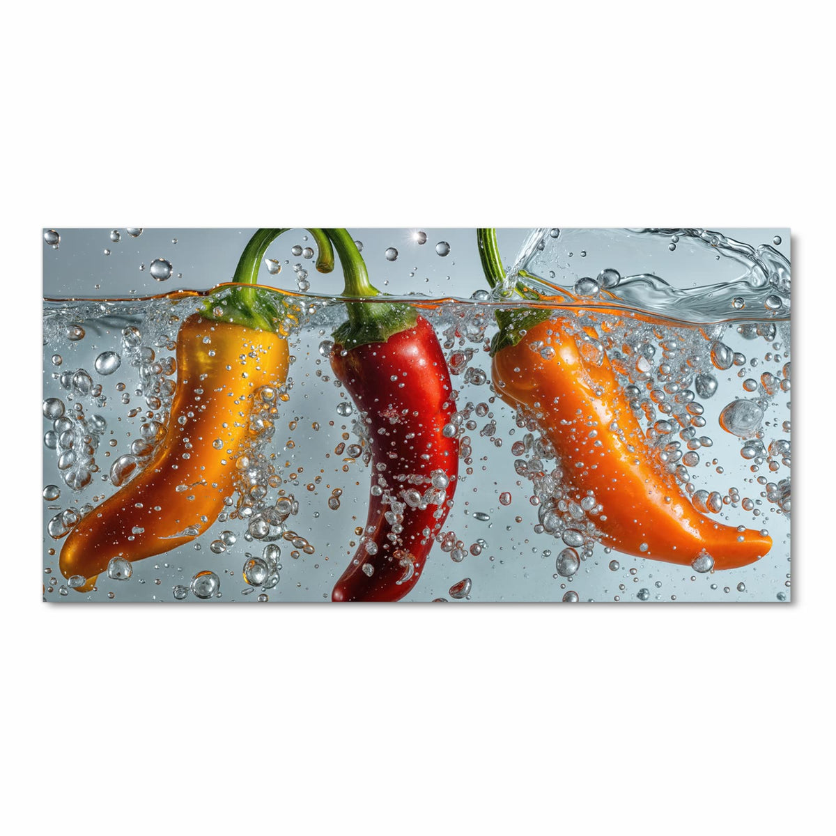 Zeitsparender rutschfester Küchenteppich mit Motiv In Wasser Paprika in Frontansicht