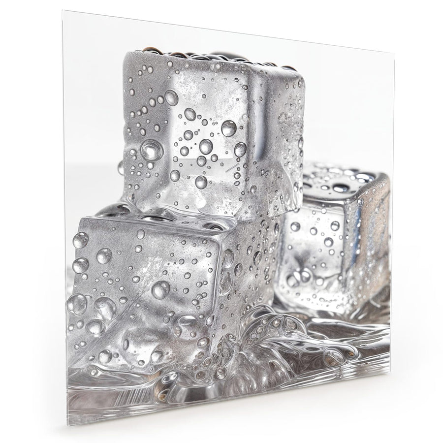 Maße Küchenrückwand Drei Eiswürfel aus Glas