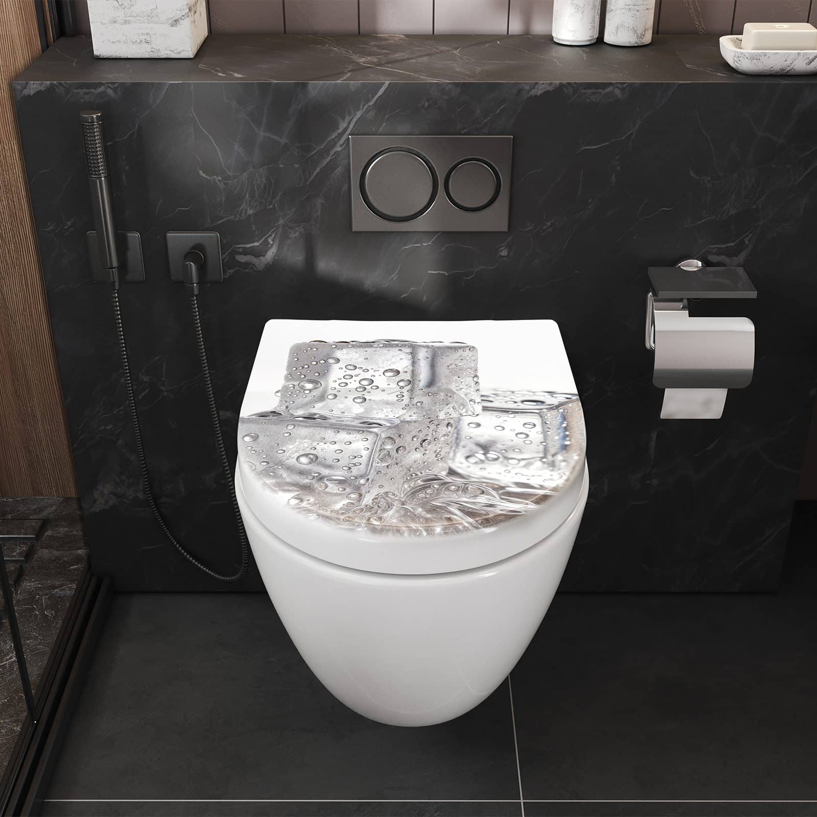WC-Sitz mit Absenkautomatik Eiswuerfel