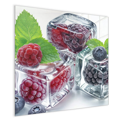 Magnettafel mit dem Motiv Beeren und Minze im Eis