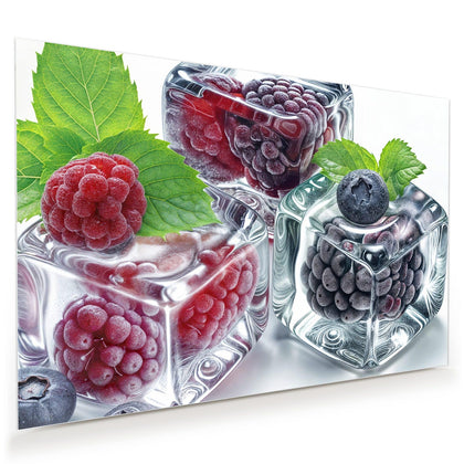 Wandbild mit dem Motiv Beeren und Minze im Eis