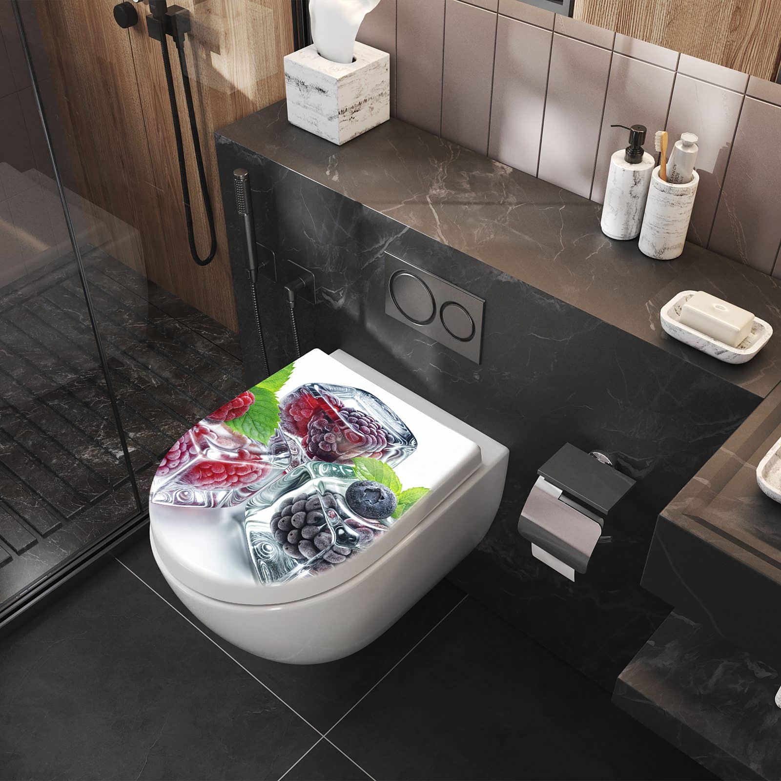 WC-Sitz mit Absenkautomatik Eiswürfel Beerenmix