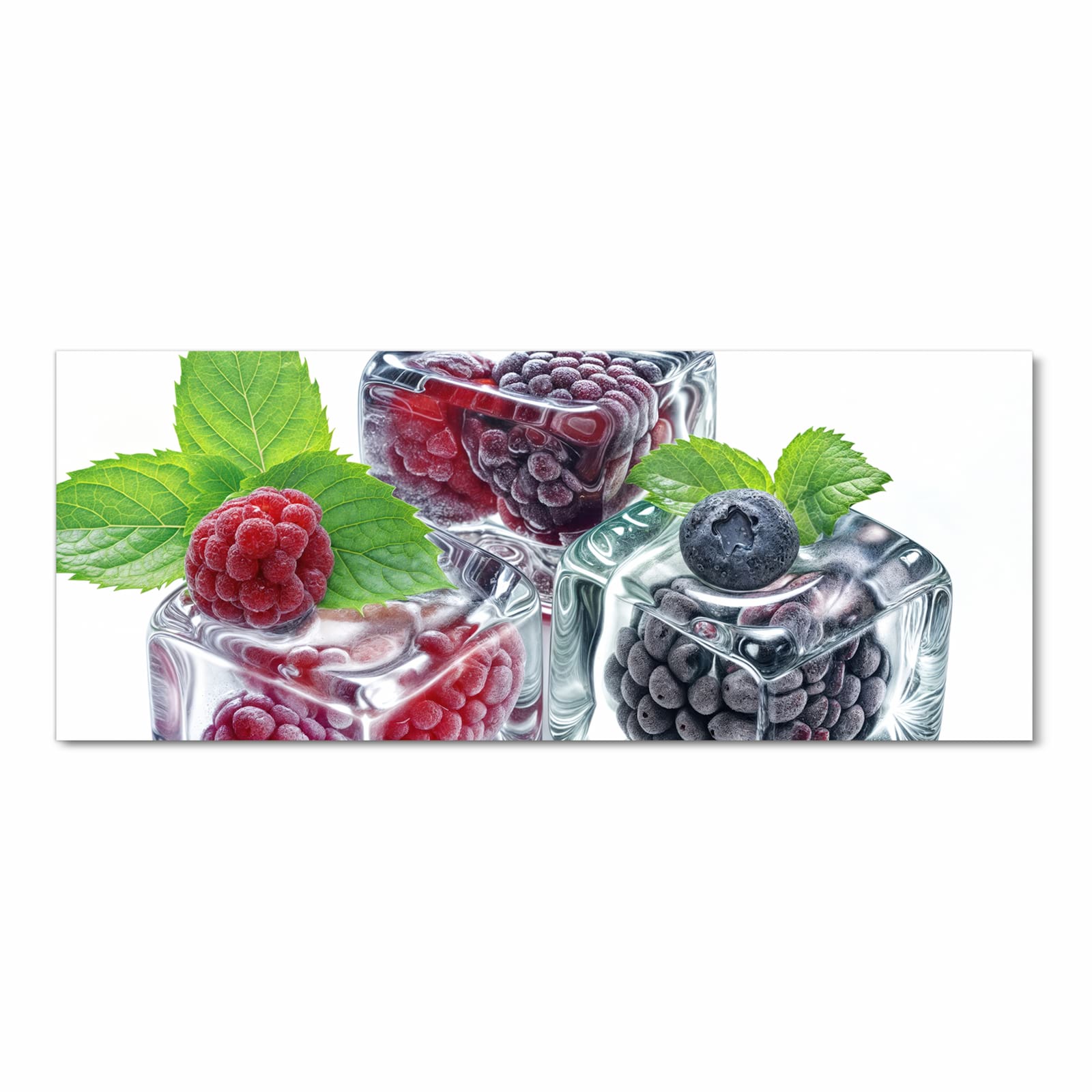 Waschbarer Küchenläufer mit Motiv Eiswürfel Beerenmix in Frontansicht