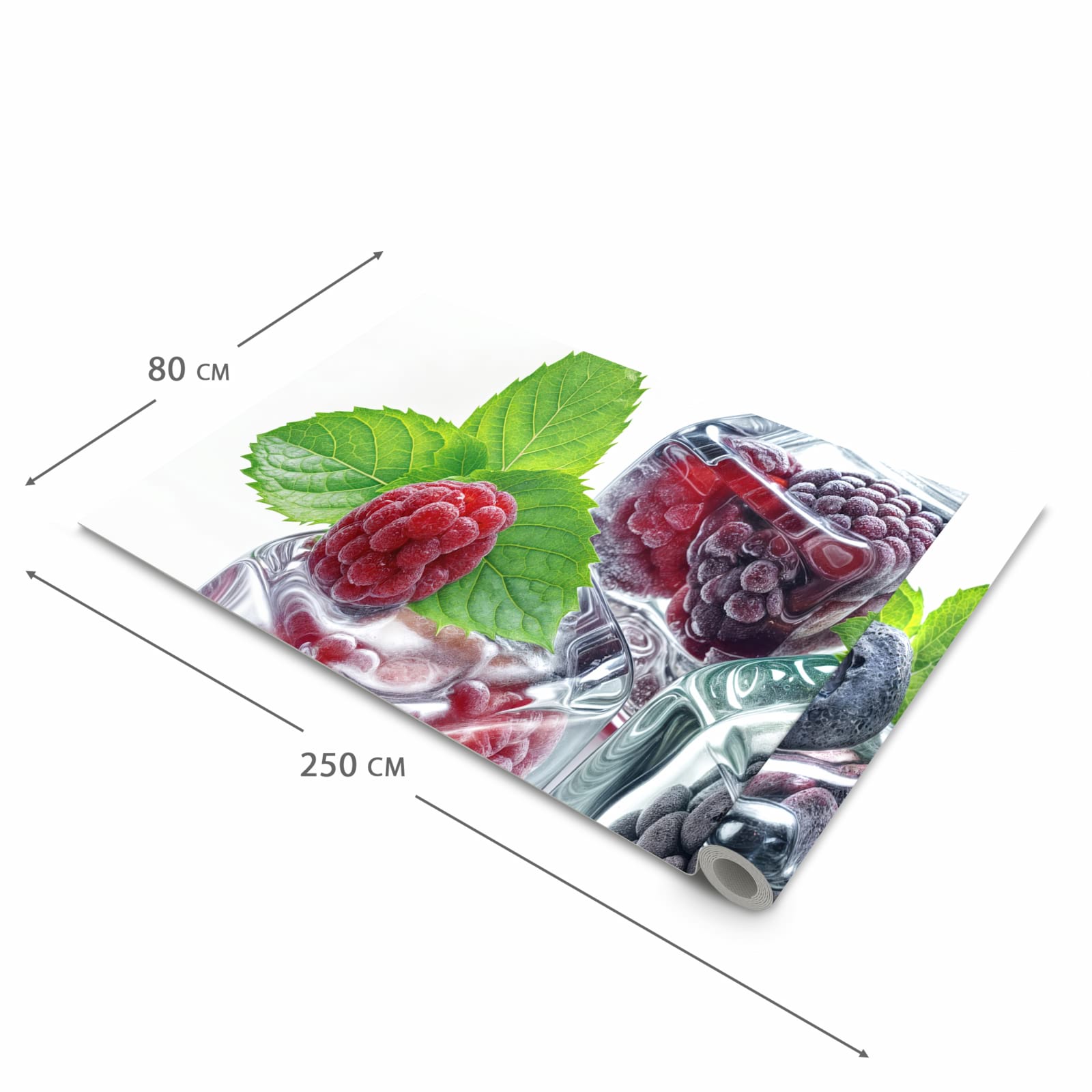 Abriebfester Küchenläufer mit Motiv Eiswürfel Beerenmix in der Grösse 90x180 cm