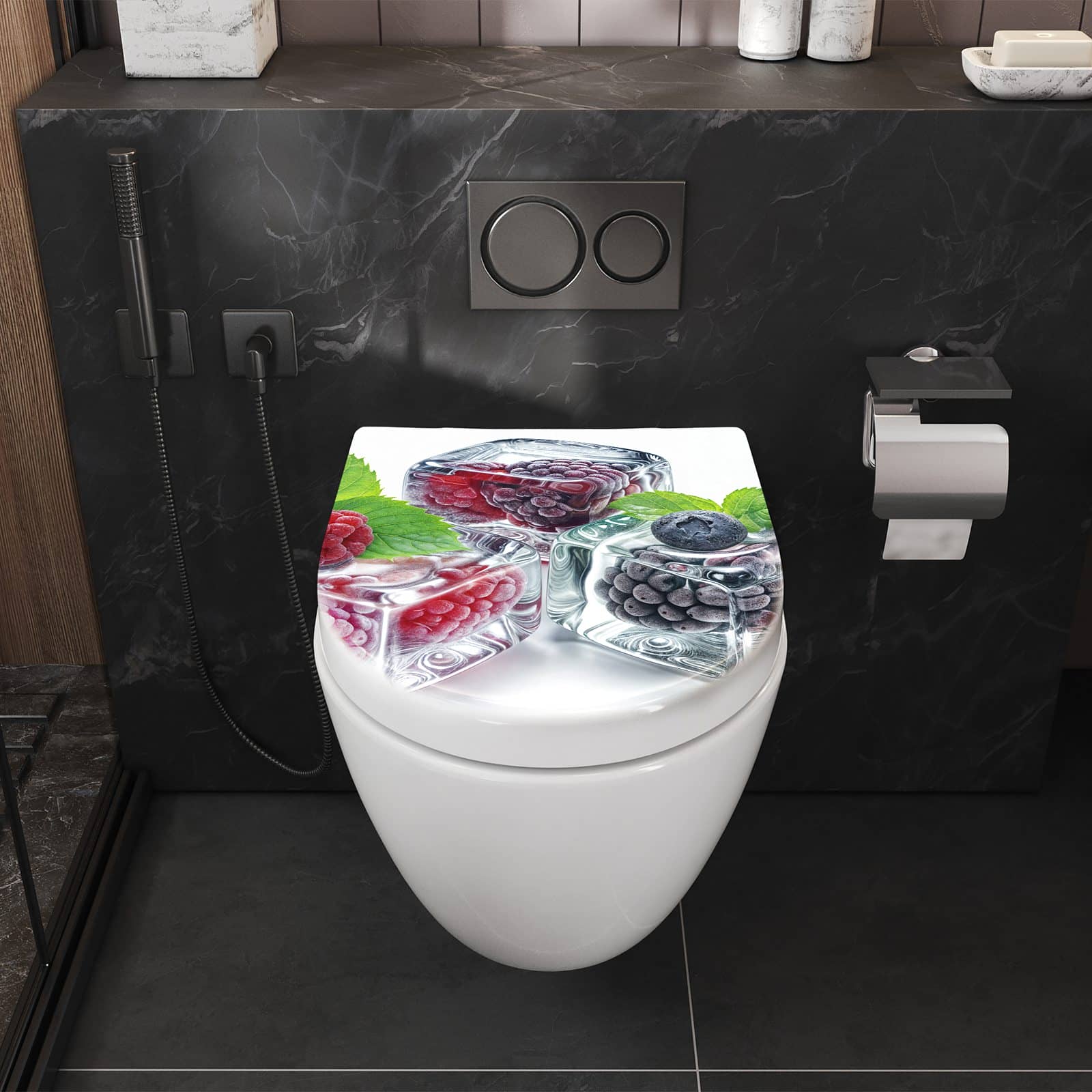 WC-Sitz mit Absenkautomatik Eiswürfel Beerenmix