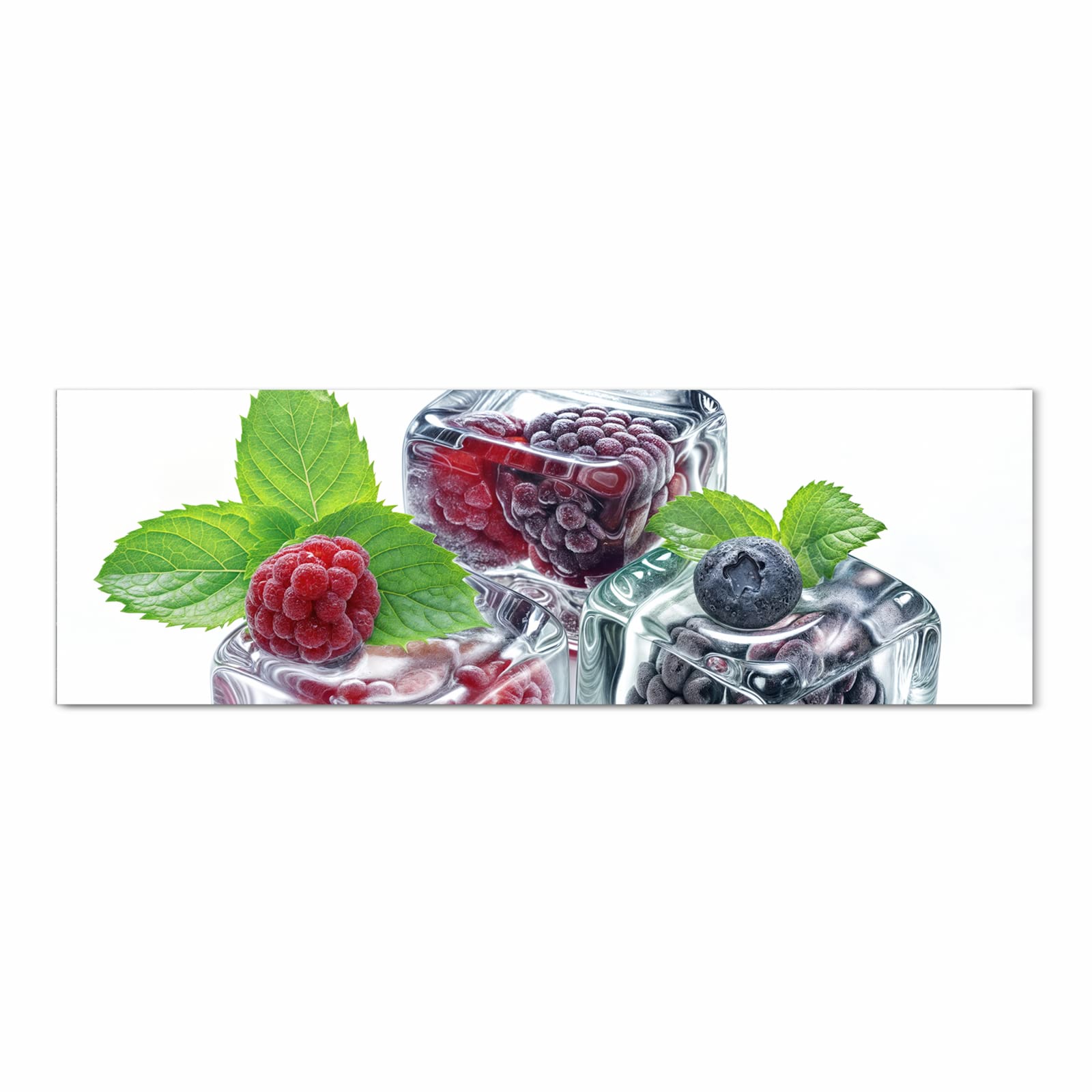 Bodenschonender rutschfester Küchenteppich mit Motiv Eiswürfel Beerenmix in Frontansicht