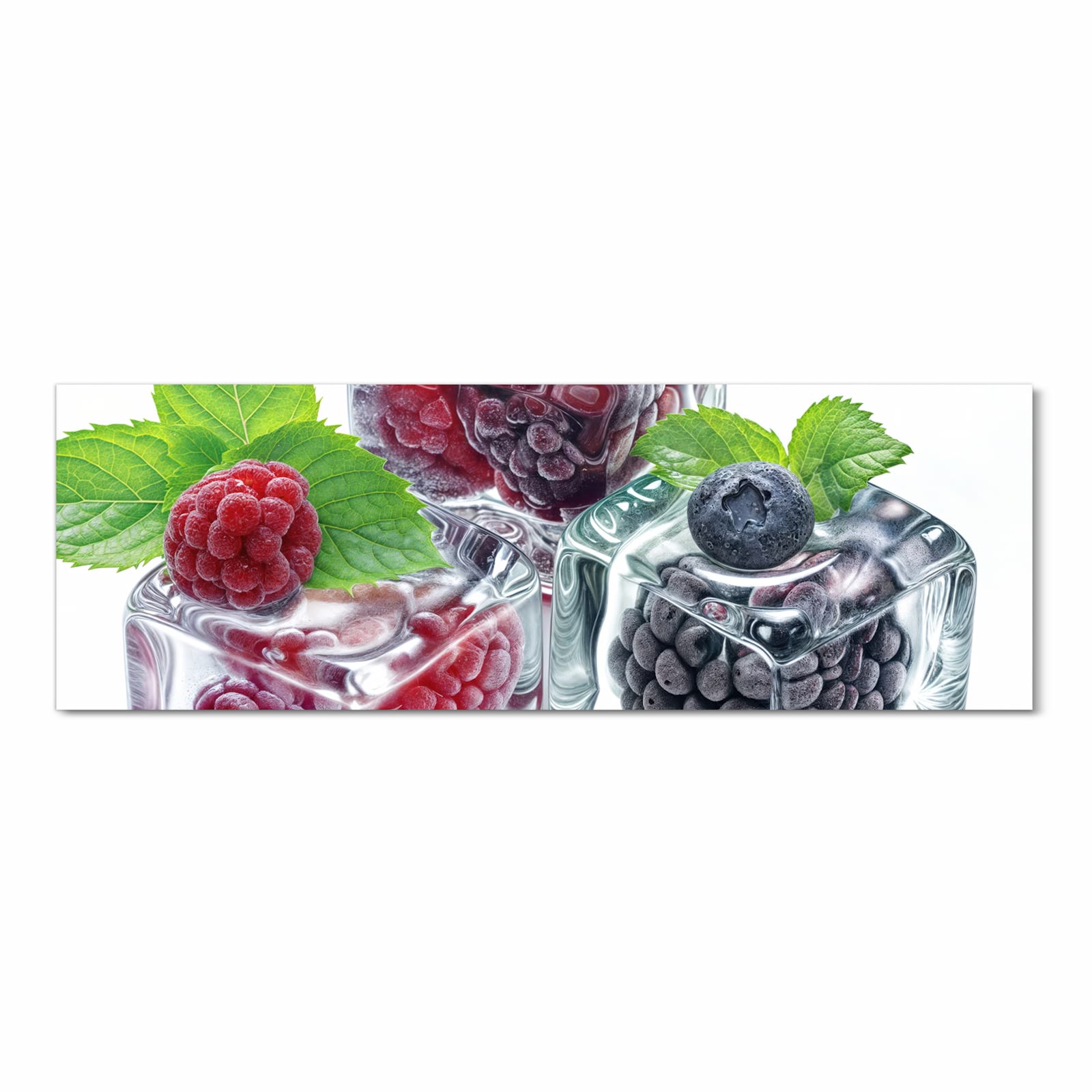 Langlebiger waschbarer Küchenläufer mit Motiv Eiswürfel Beerenmix in Frontansicht