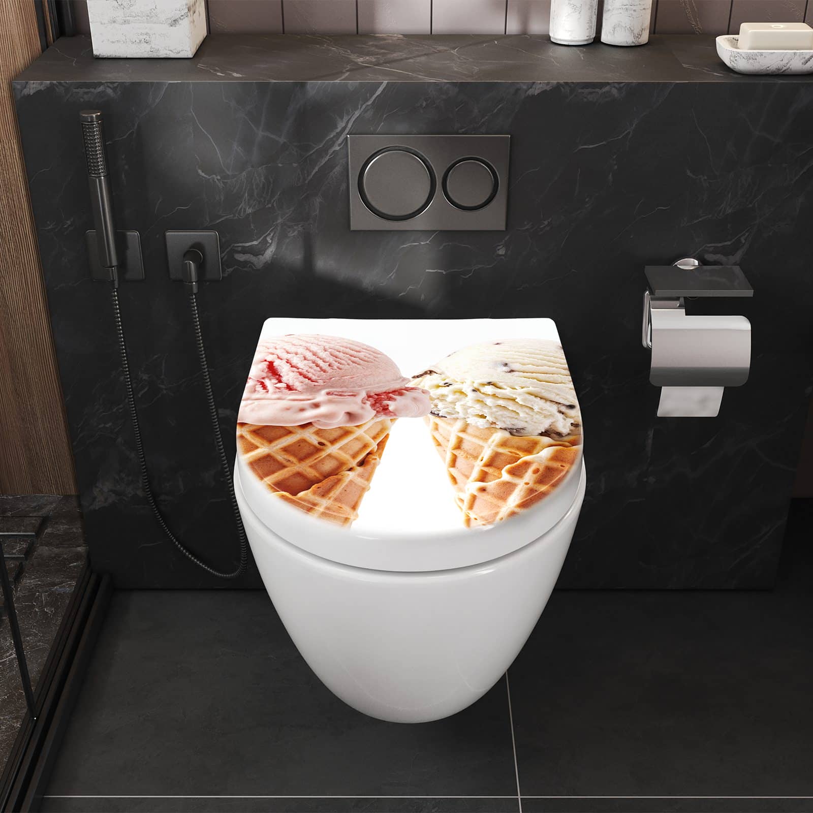 WC-Sitz mit Absenkautomatik Leckeres Eiscreme Trio