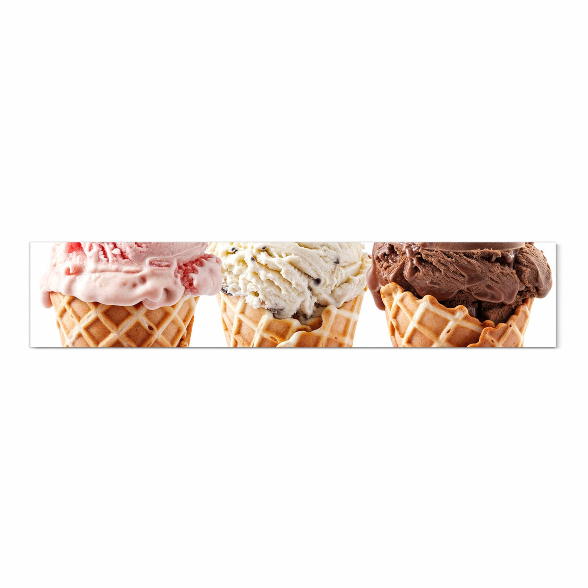 Pflegeleichter Küchenläufer mit Motiv Leckeres Eiscreme Trio in Frontansicht