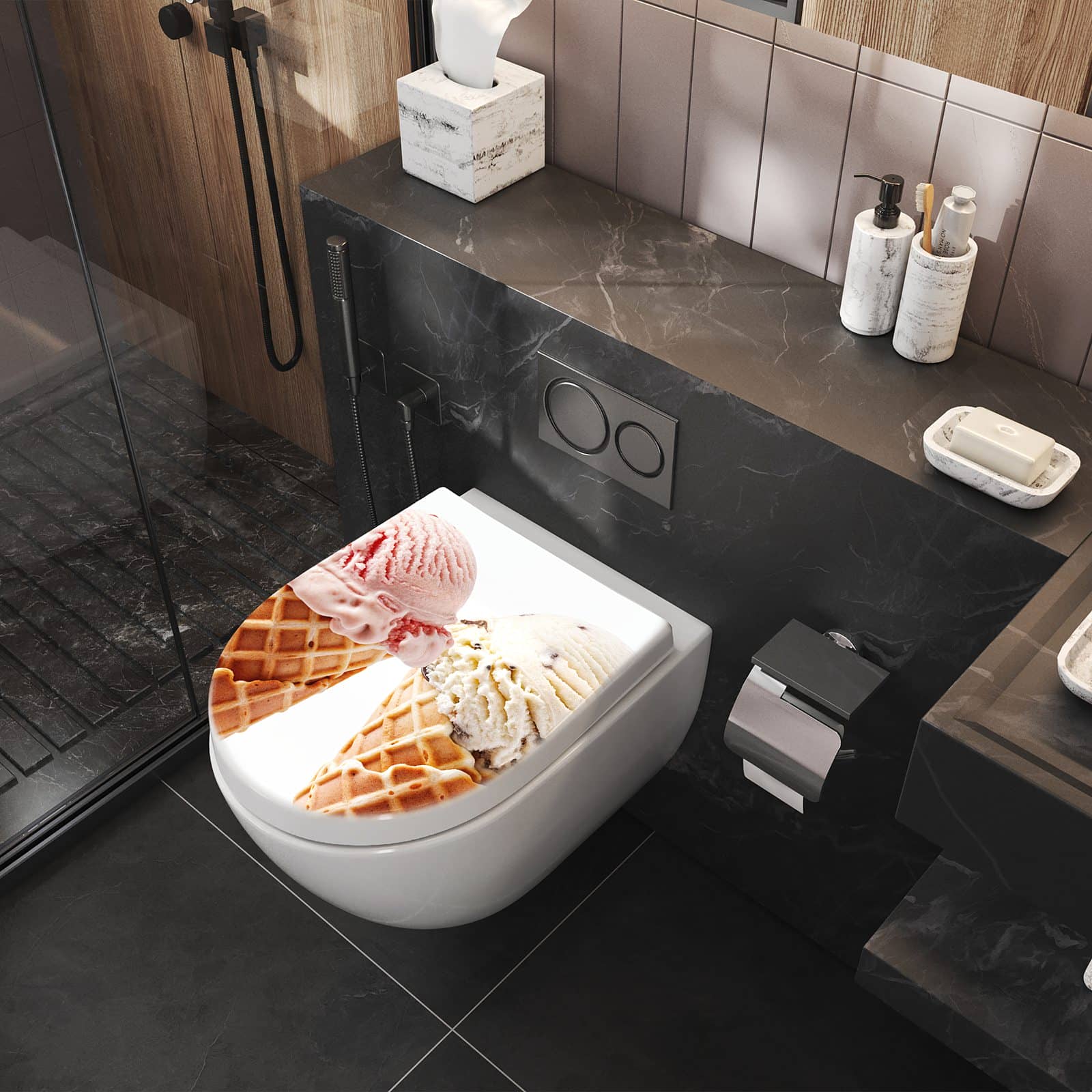 WC-Sitz mit Absenkautomatik Leckeres Eiscreme Trio