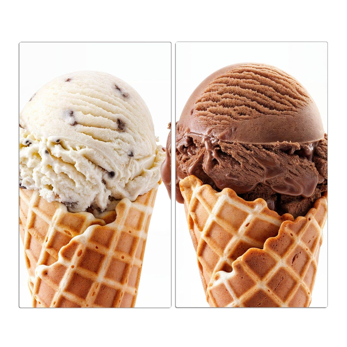 2-teilige Herdabdeckplatte mit Leckeres Eiscreme Trio-Motiv in der Frontansicht #grösse_2-Teilig (60x52cm)