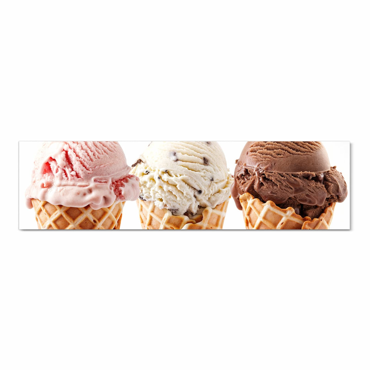 Küchenteppich mit Motiv Leckeres Eiscreme Trio in Frontansicht für angenehme Haptik