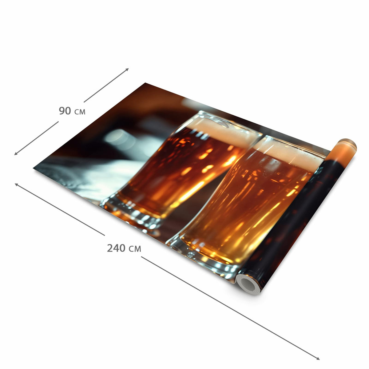 Geruchsneutraler rutschfester Küchenläufer mit Motiv Drei Biergläser Bar in der Größe 90x180 cm