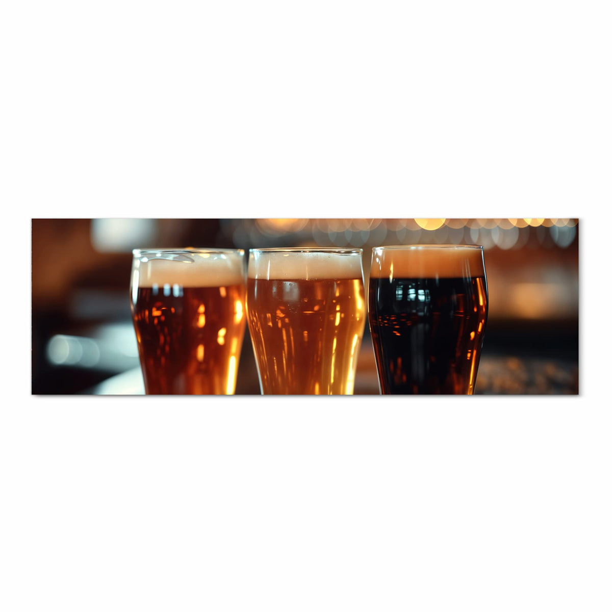Feuchtigkeitsresistenter Küchenteppich mit Motiv Drei Biergläser Bar in Frontansicht