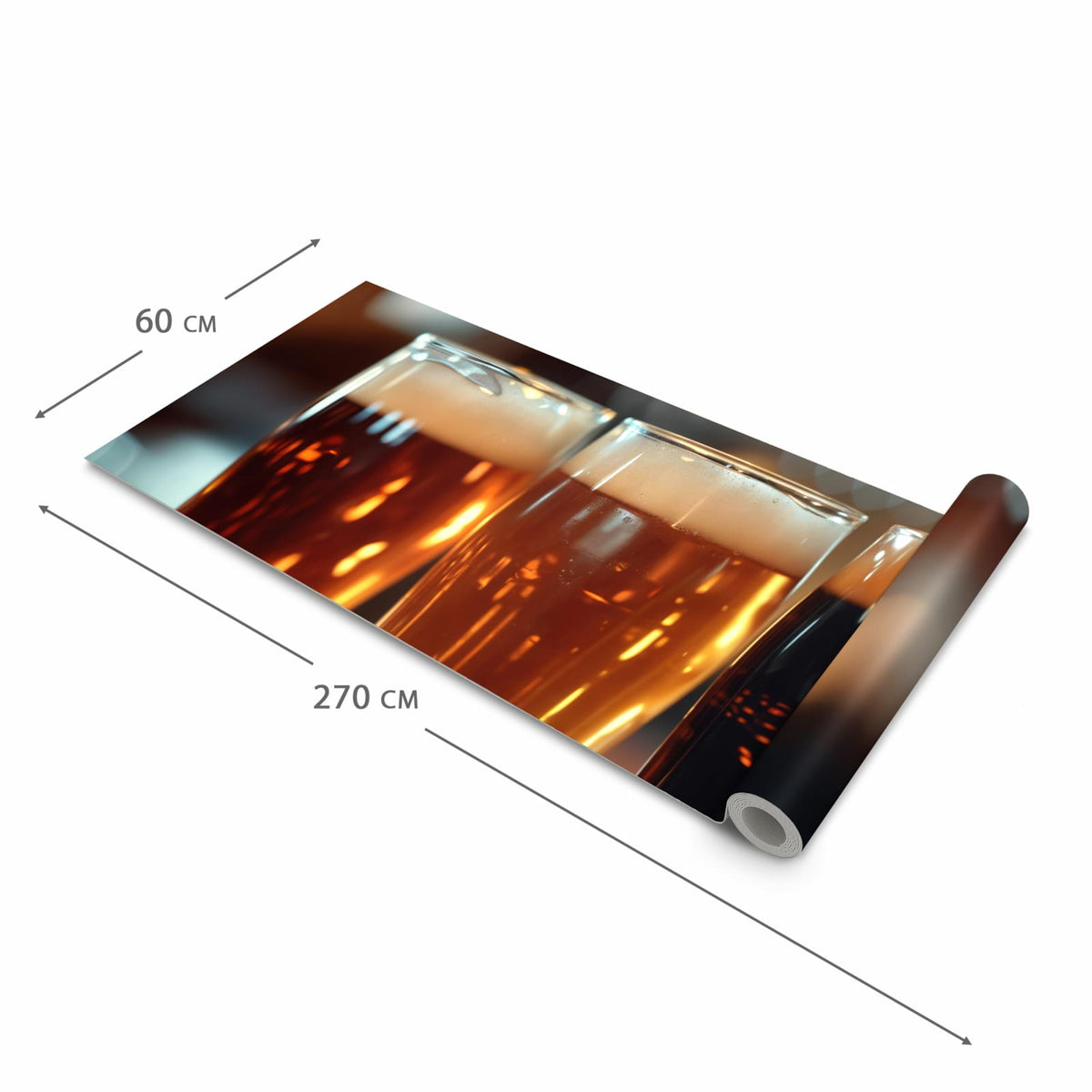 Zeitsparender waschbarer Küchenteppich mit Motiv Drei Biergläser Bar in der Grösse 80x300 cm