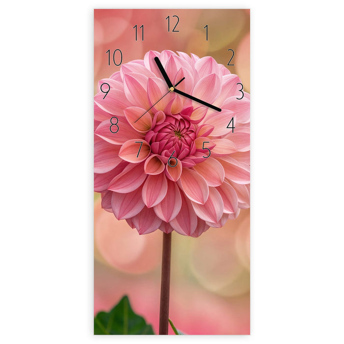 Wanduhr Drei Blumenblüten aus Glas – Hochformat 30 × 60 cm mit Ziffernblatt Elegant