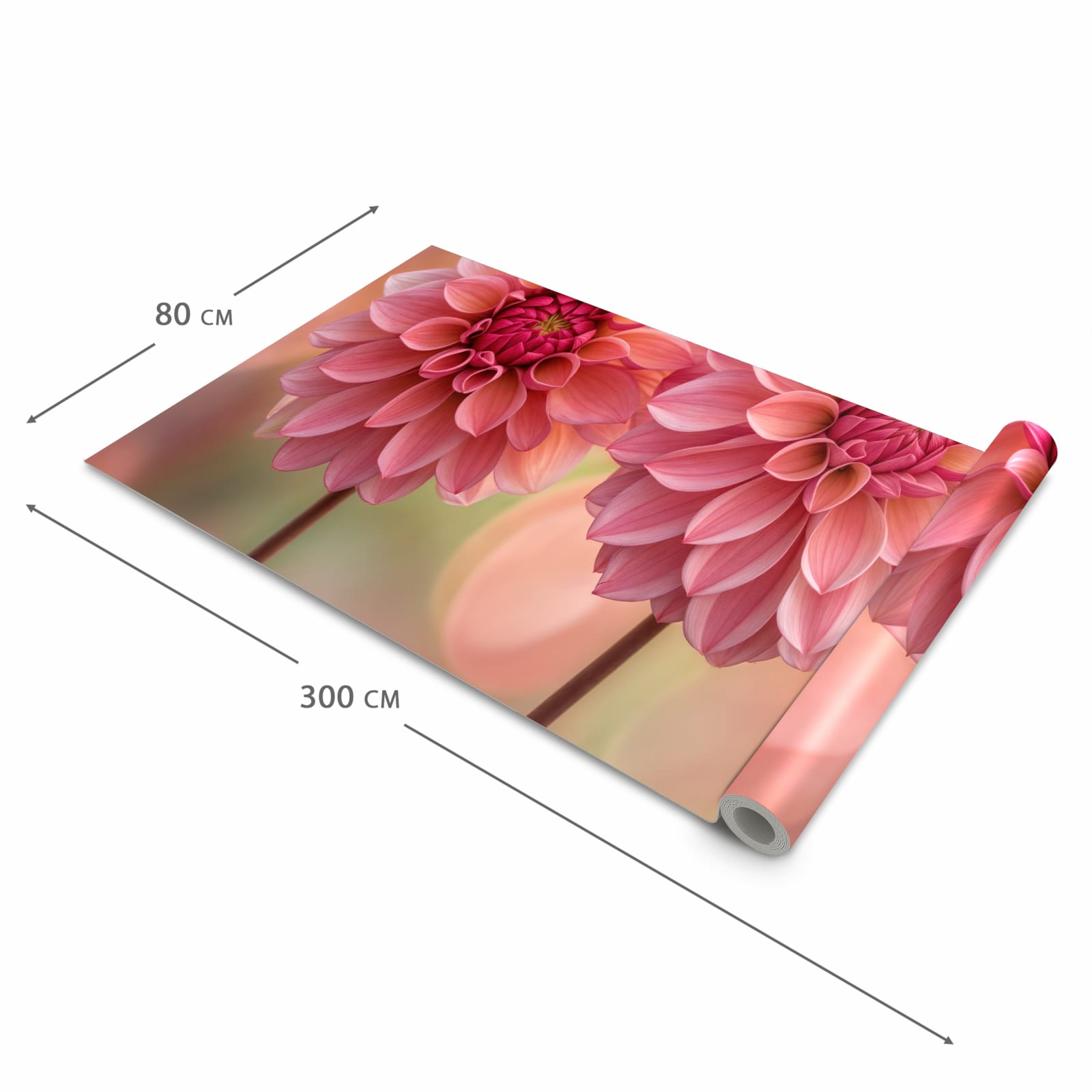 Feuchtigkeitsresistenter Küchenteppich mit Motiv Drei Blumenblüten in der Grösse 80x300 cm