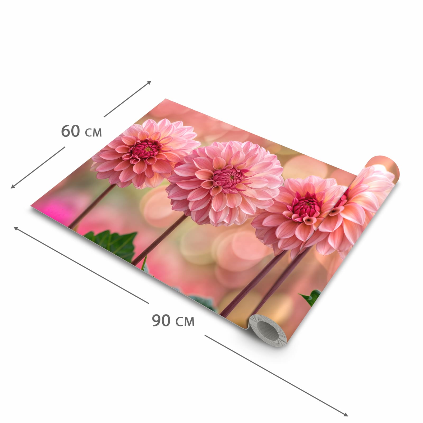 Strapazierfähiger Bodenläufer mit Motiv Drei Blumenblüten in der Grösse 80x300 cm