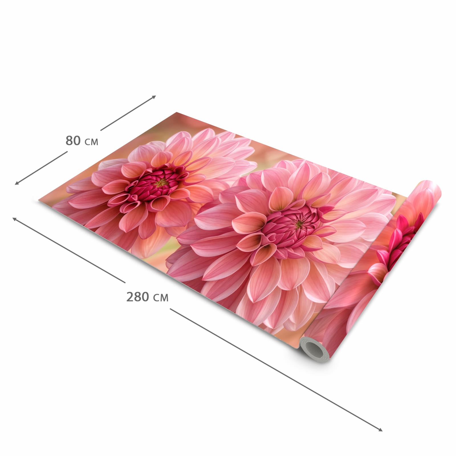 Rutschfester waschbarer Küchenteppich mit Motiv Drei Blumenblüten in der Grösse 80x300 cm