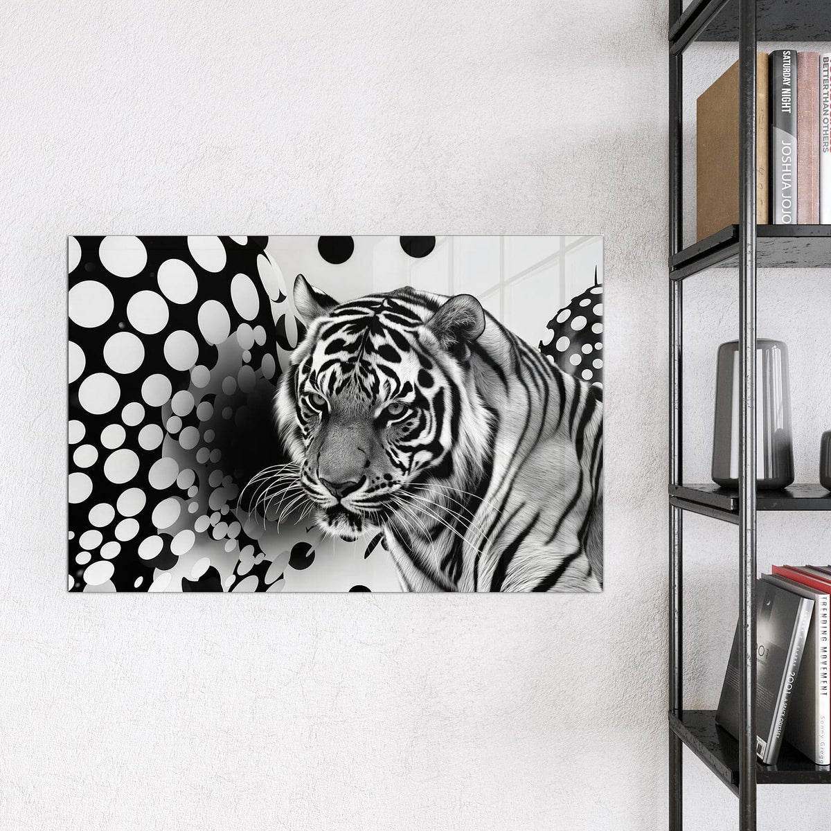 Magnettafel - Tiger und Kreise – Tiger zwischen schwarz-weißen Kreisen