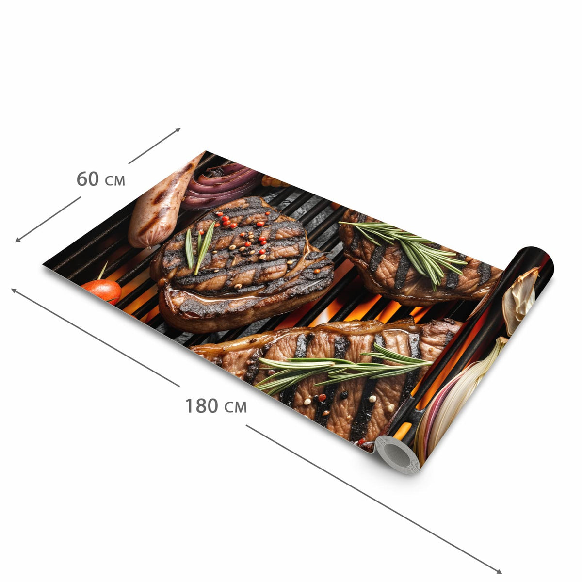 Schmutzabweisender Läufer für die Küche mit Motiv Sanfte Grillplatte in der Grösse 60x120 cm