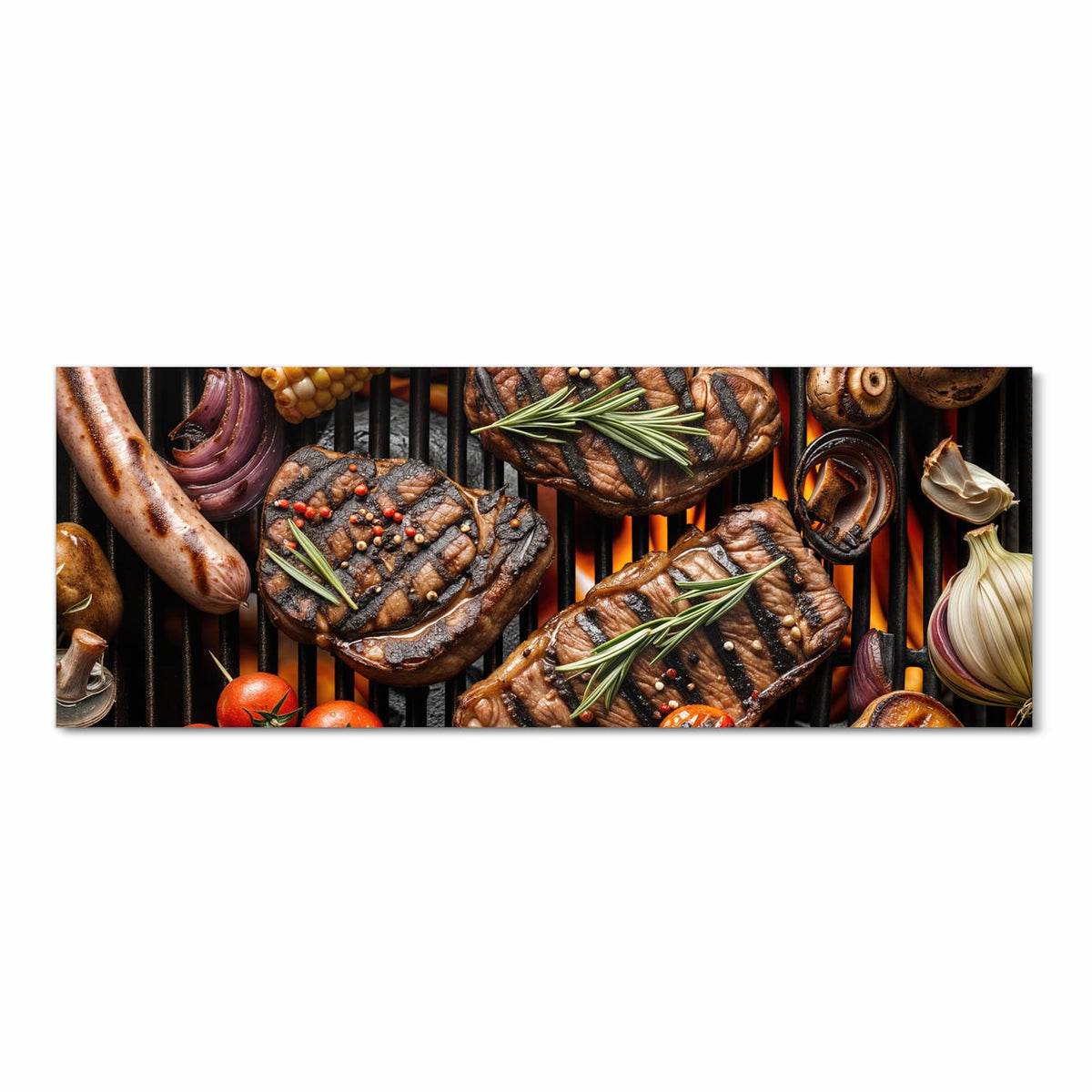 Bodenschonender Küchenteppich mit Motiv Sanfte Grillplatte in Frontansicht