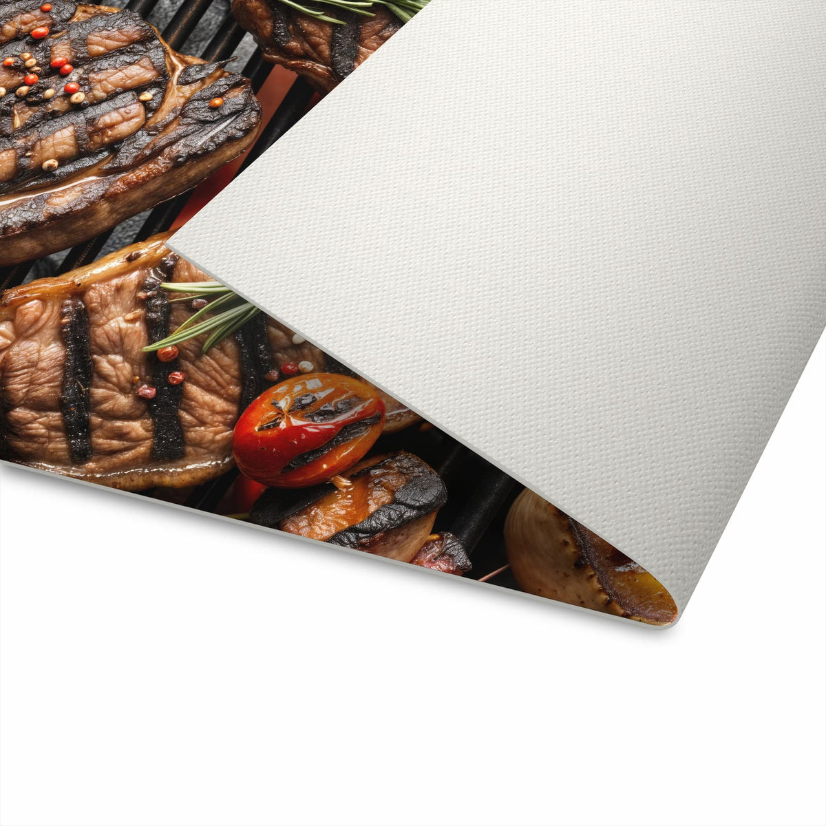 Pflegeleichter Küchenteppich mit Motiv Sanfte Grillplatte in der Unterseite