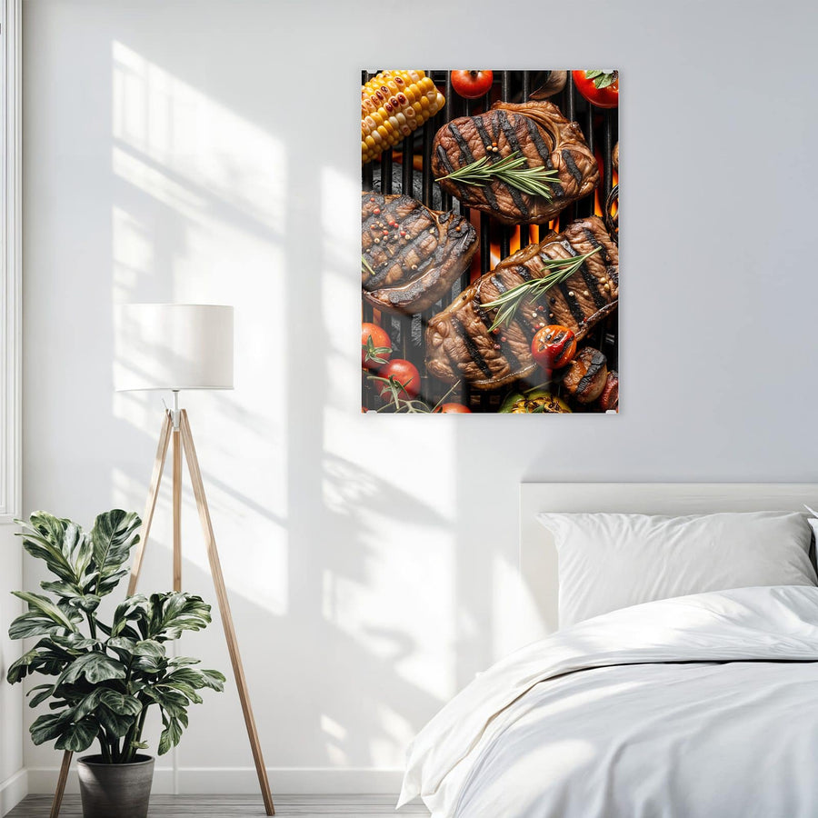Maße Wandbild - Steaks und Grillgemüse - Hochformat