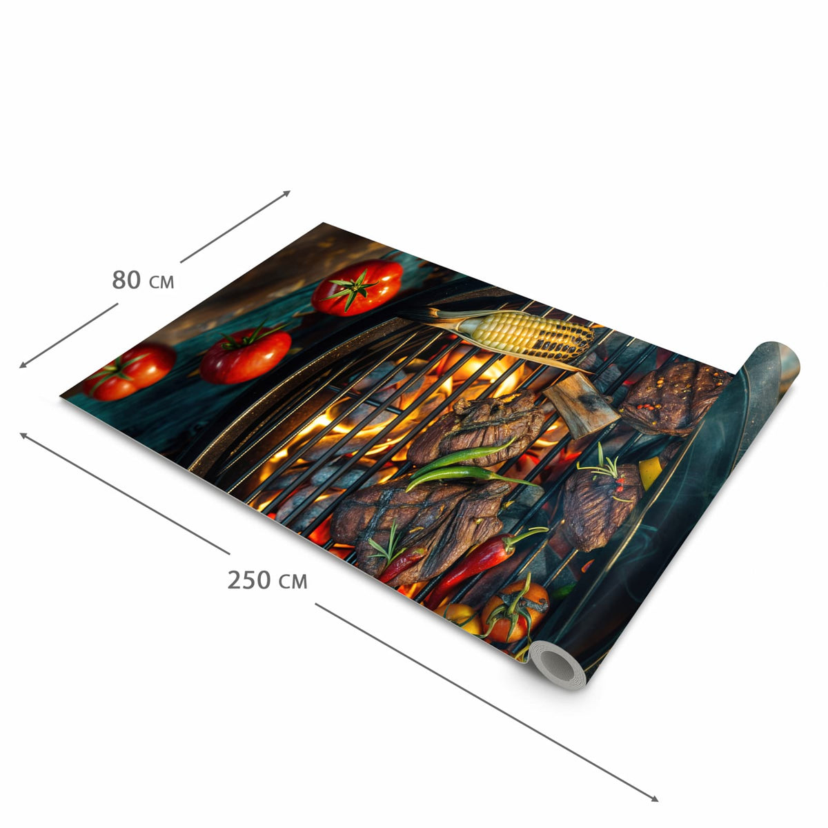 Zeitsparender Küchenteppich mit Motiv Sommergrillfest in der Grösse 60x120 cm