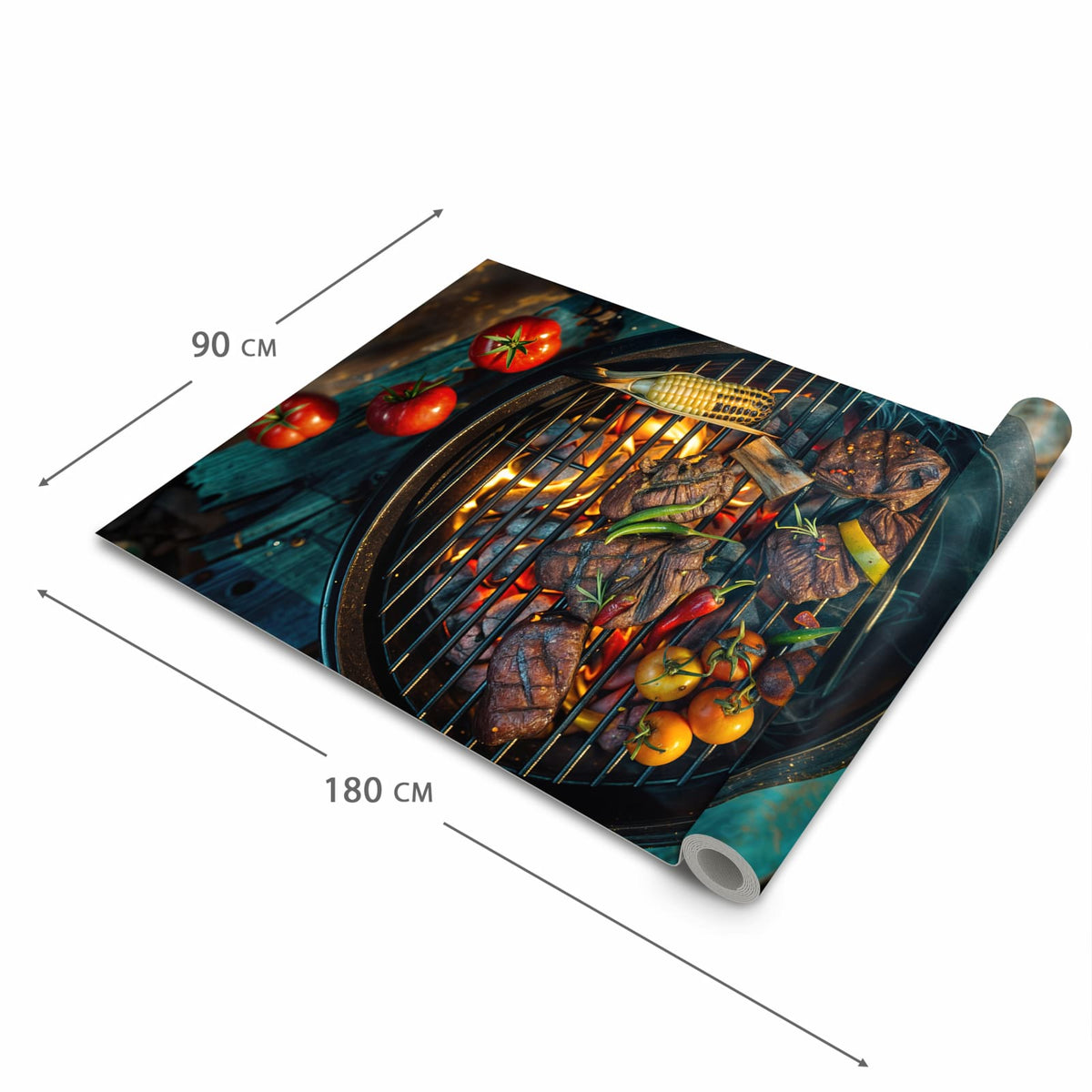 UV-beständiger Küchenteppich mit Motiv Sommergrillfest in der Grösse 60x120 cm