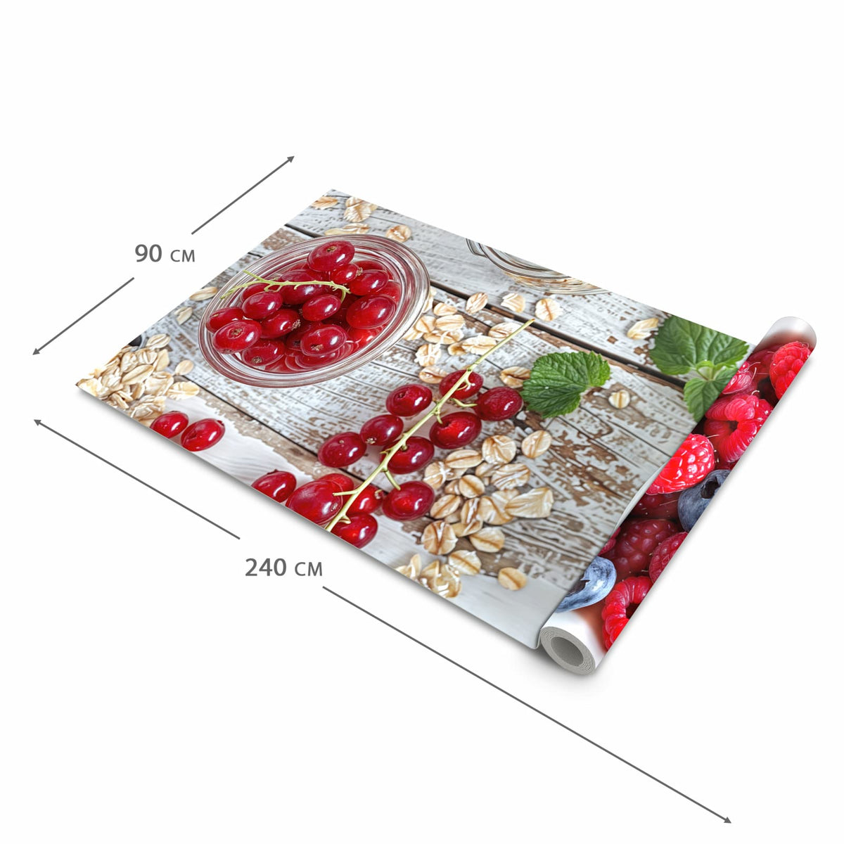 Langlebiger waschbarer Küchenläufer mit Motiv Himmlische Beeren in der Grösse 60x120 cm
