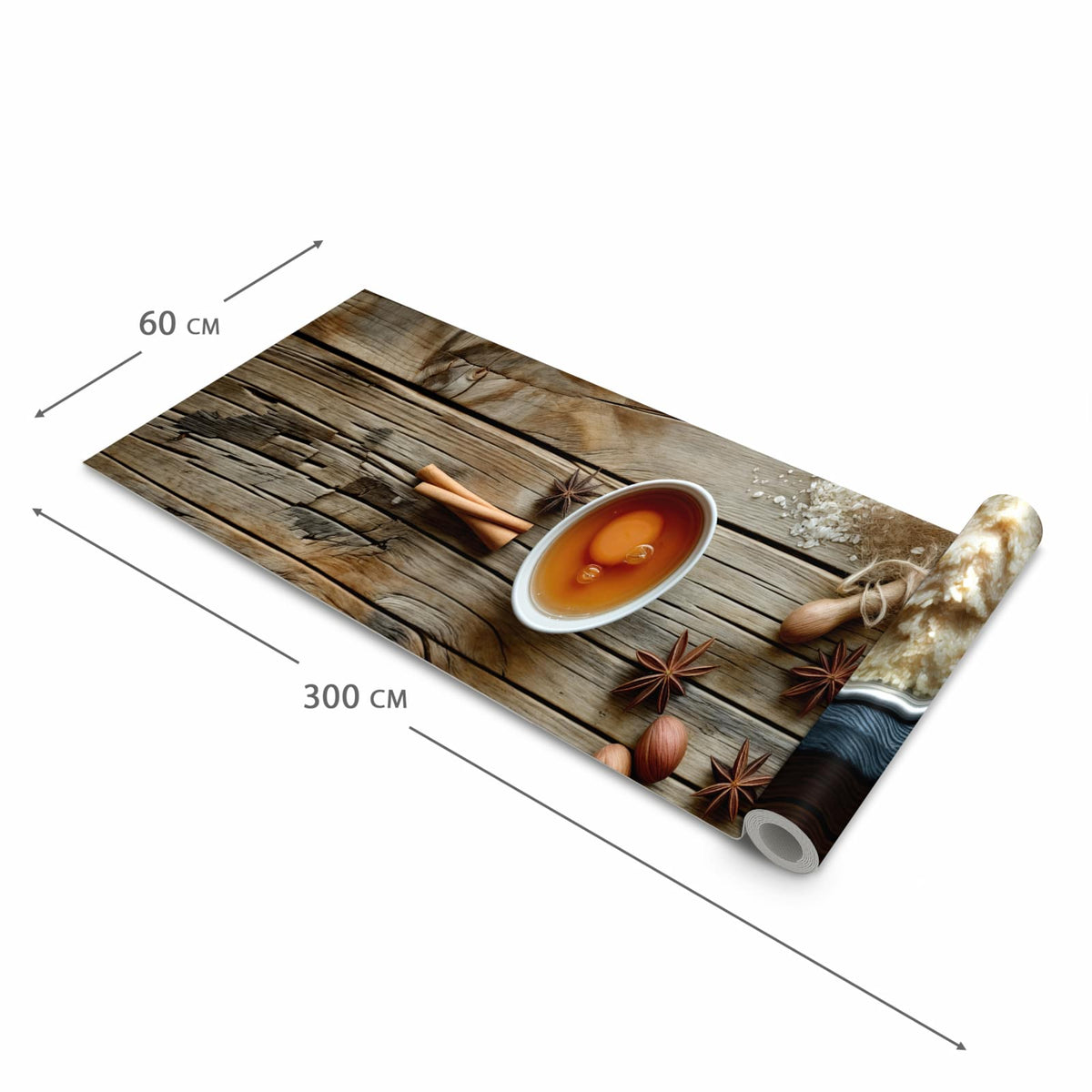 Komfortabler Teppich für Esszimmer mit Motiv Herbstbackzubehör in der Größe 90x240 cm