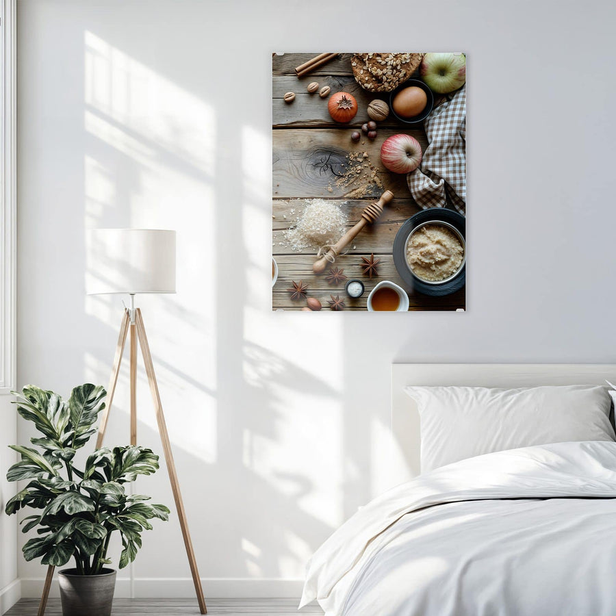 Maße Wandbild - Backzutaten im Herbst - Hochformat