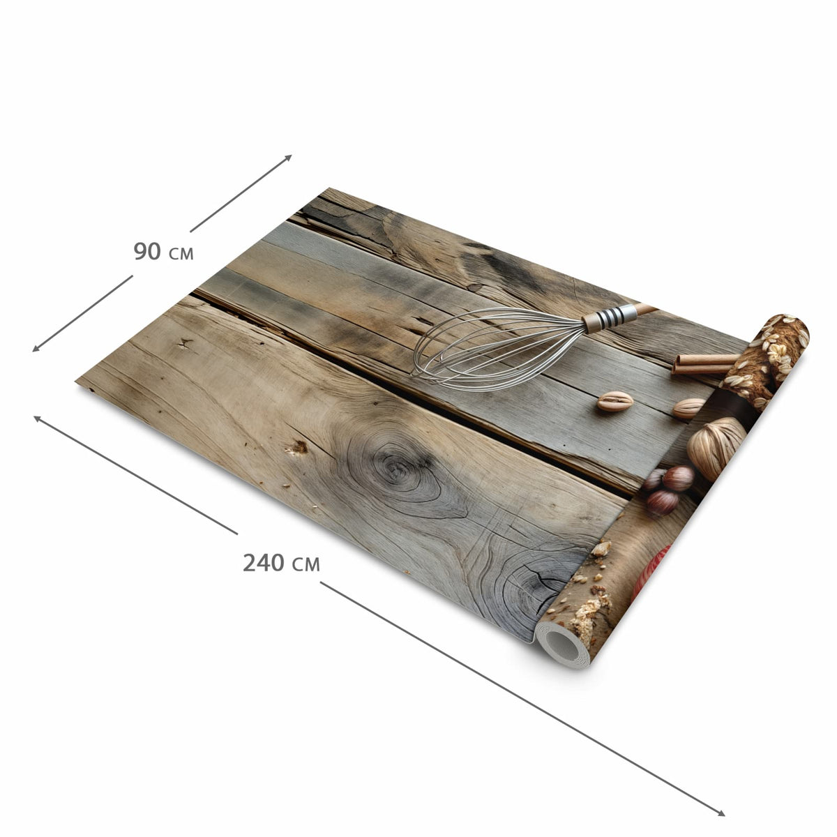 Langlebiger Küchenläufer mit Motiv Herbstbackzubehör in der Grösse 90x240 cm