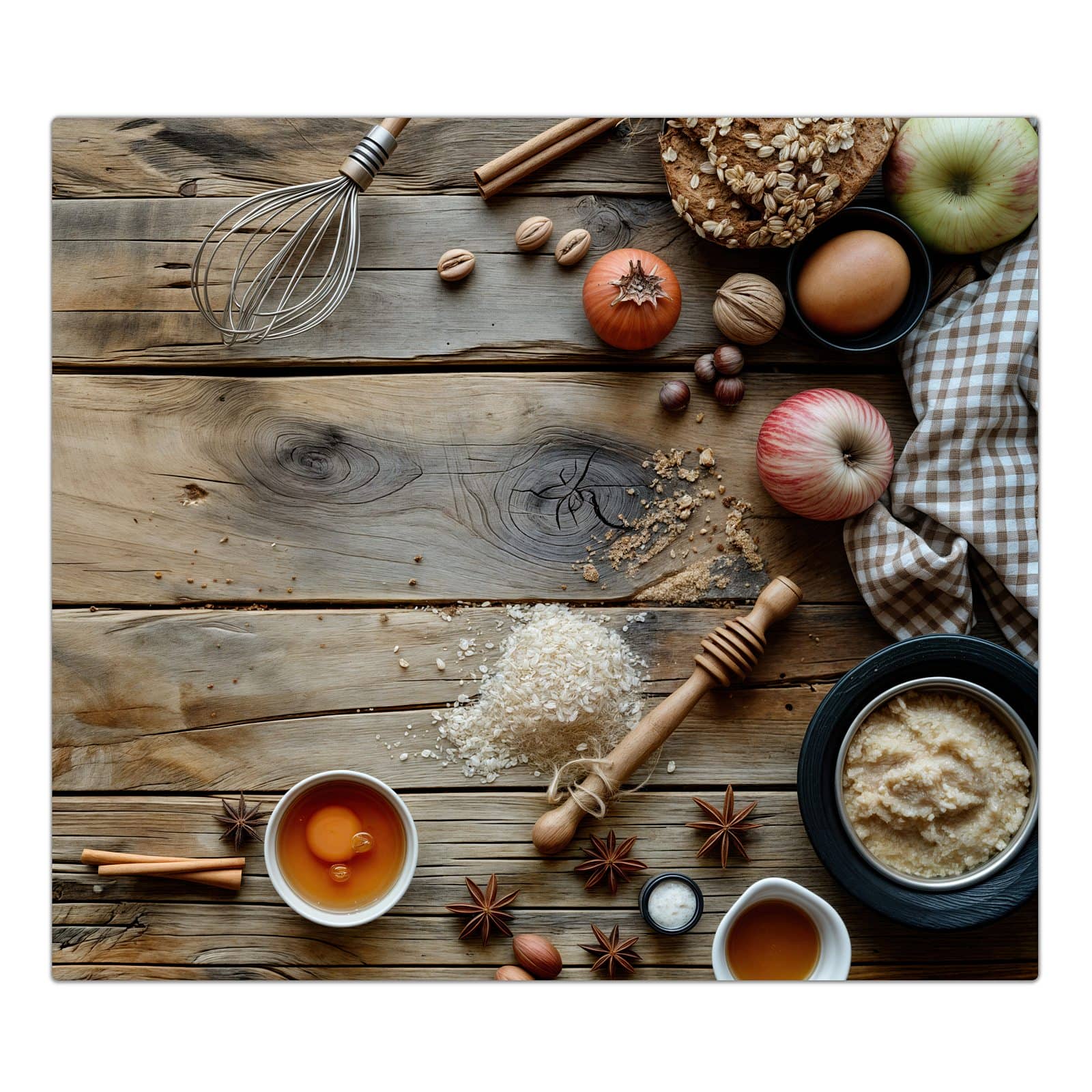 1-teilige Abdeckplatte für Ceranfeld mit Herbstbackzubehör-Motiv in der Frontansicht #grösse_1-Teilig (60x52cm)