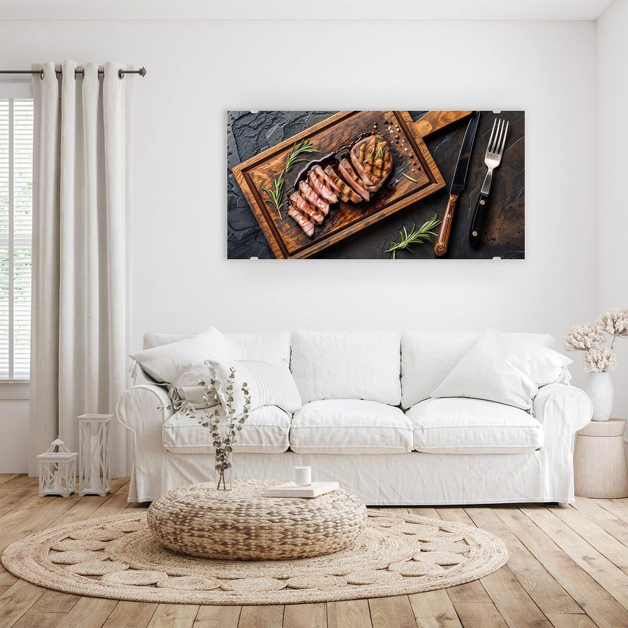 Maße Wandbild - Steak in Scheiben - Querformat