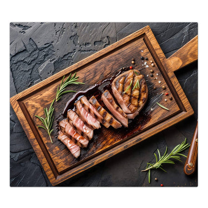 Herdabdeckplatte mit dem Motiv Steak in Scheiben