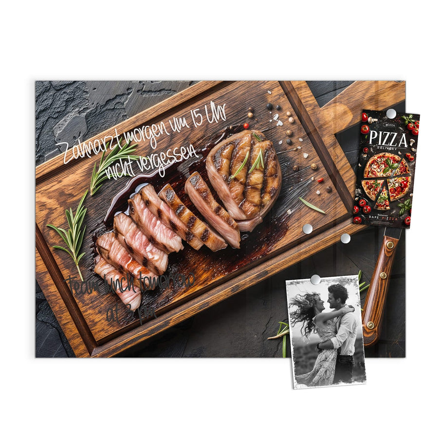 Maße Magnettafel - Steak in Scheiben