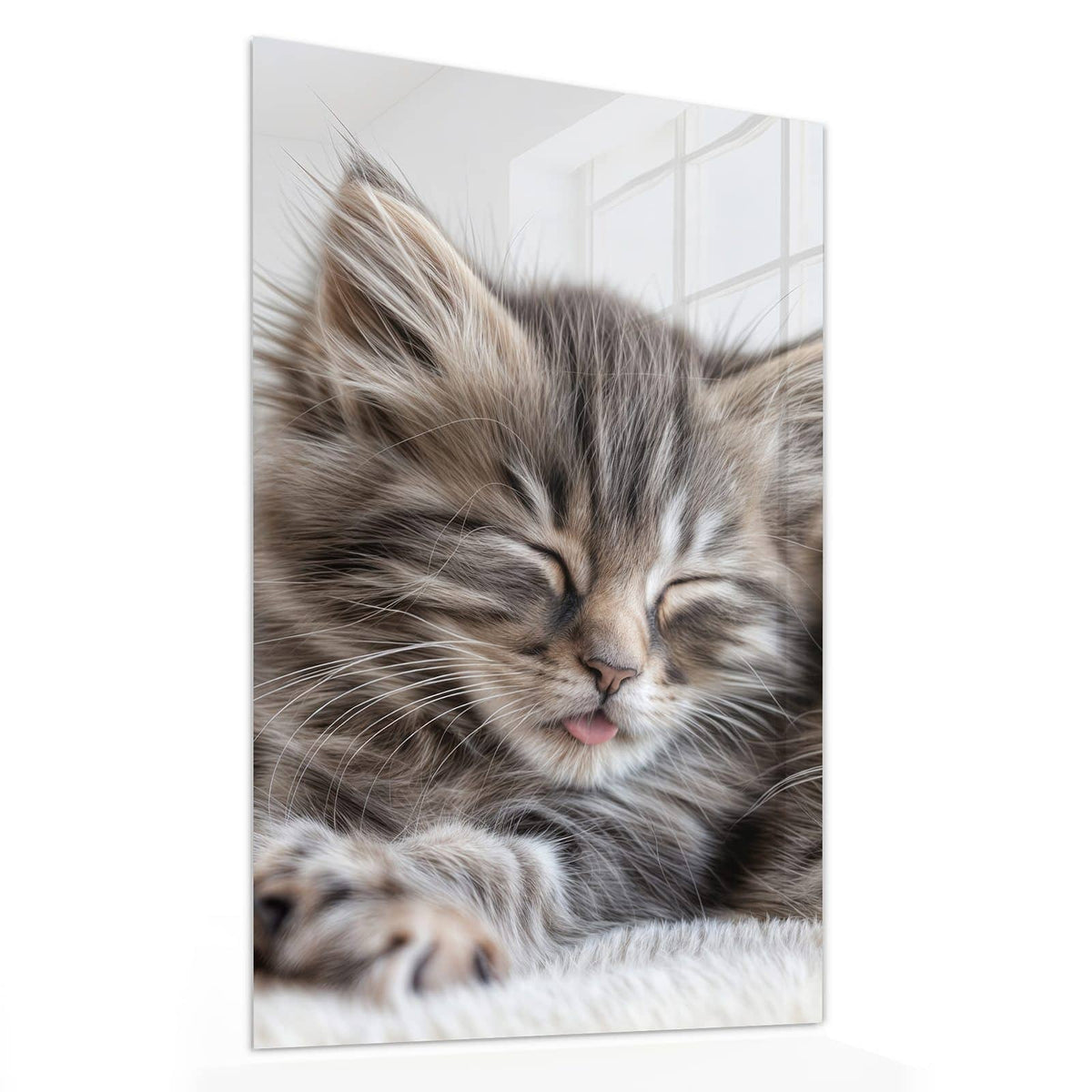 Glasbild Zwei schlafende Kätzchen von der Seite, 4 mm Echtglas