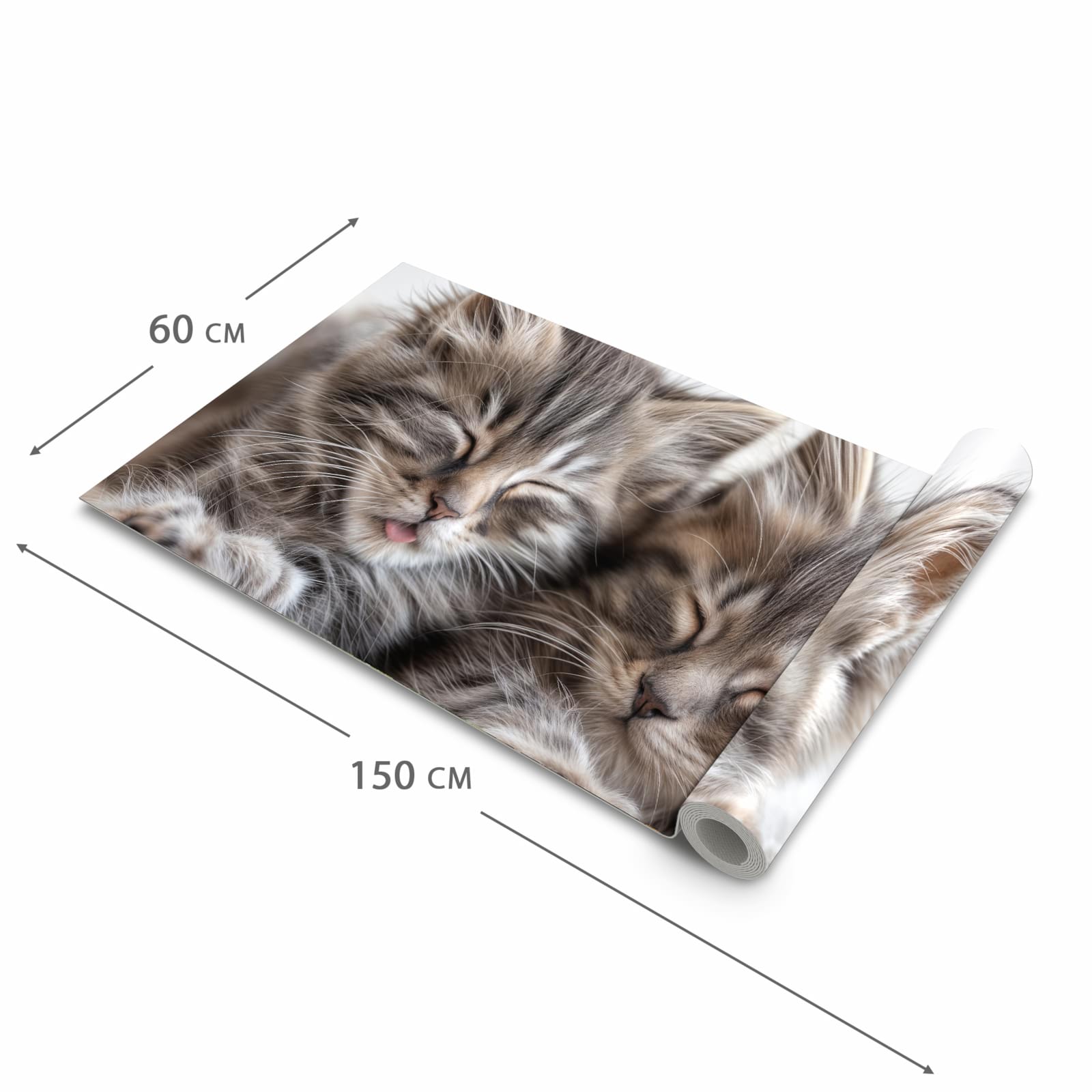 Farbbeständiger waschbarer Küchenteppich mit Motiv Schlafende Kätzchen in der Grösse 80x300 cm