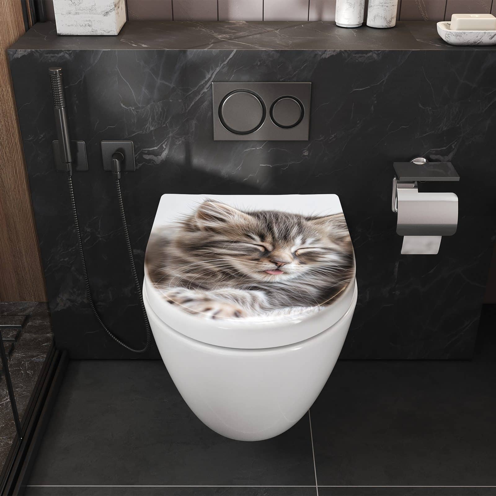 WC-Sitz mit Absenkautomatik Schlafende Kätzchen